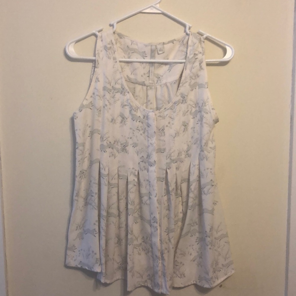 Fox-print, button down blouse